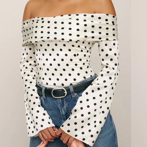 Reformation Niri Polka Dot Off-Shoulder Top - Picture 5 of 5